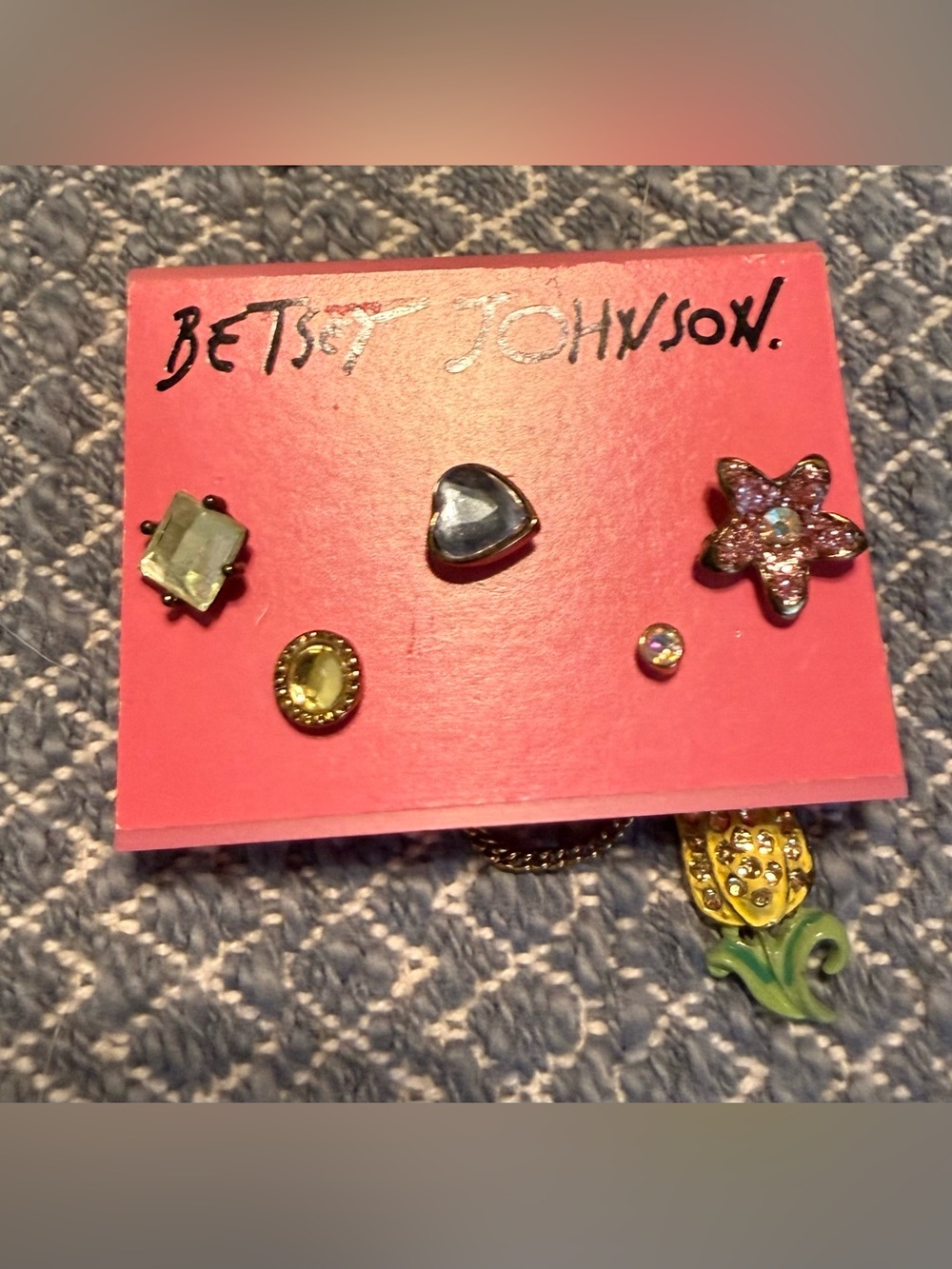 Betsey Johnson Tulip Flower Ear Jacket & Asymmetrical Stud Earring Set